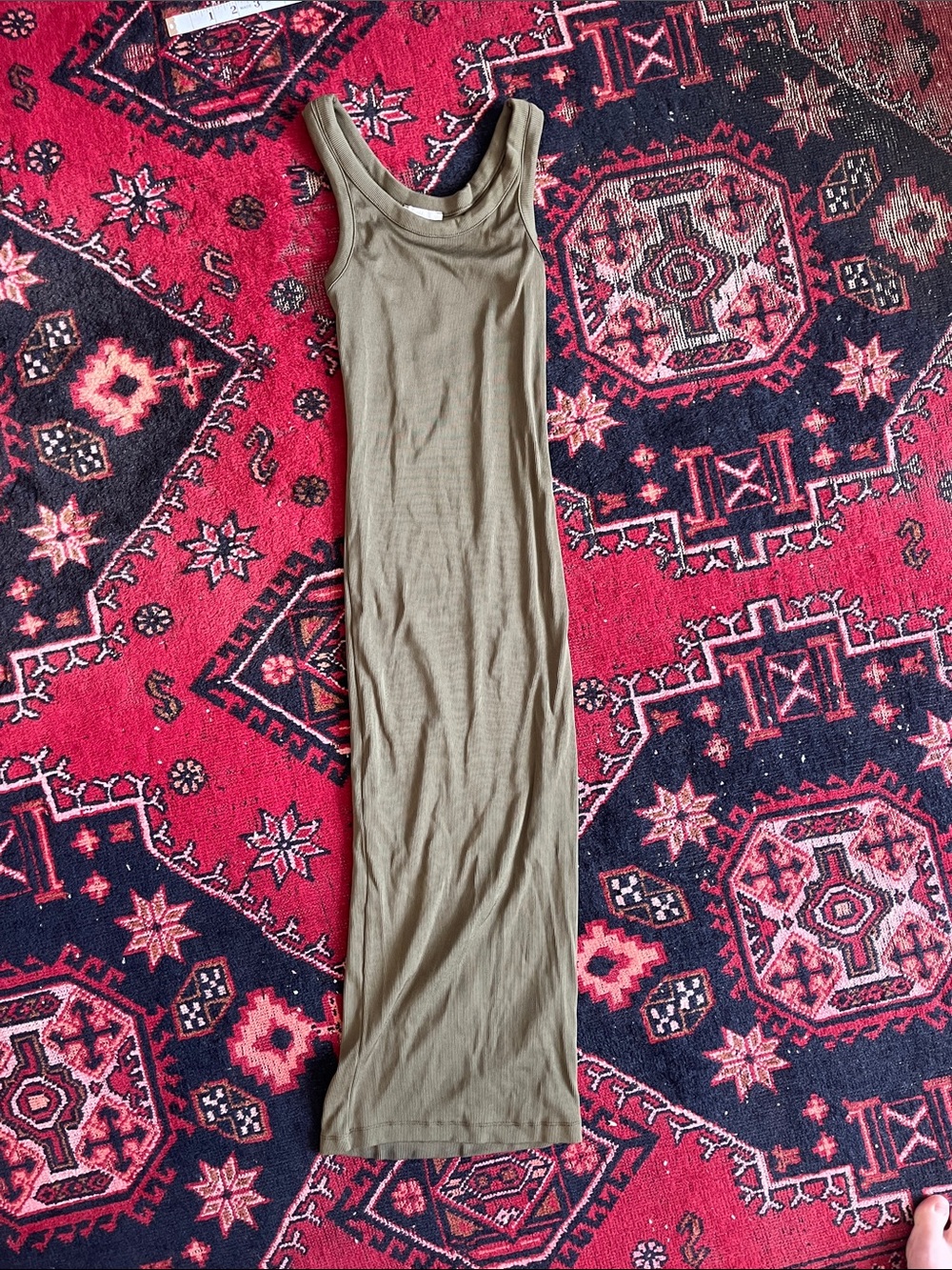 Army Green Ribbed Midi